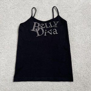 Vintage y2k rhinestone belly diva cami top